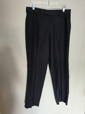 Vintage LINEAGE Black Dress Pants Size 32R Pleated Tailored Trousers Y2K